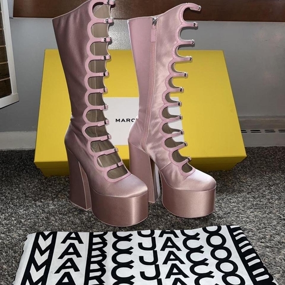 Satin Marc Jacobs Kiki Pink Platform Boots - Picture 2 of 7